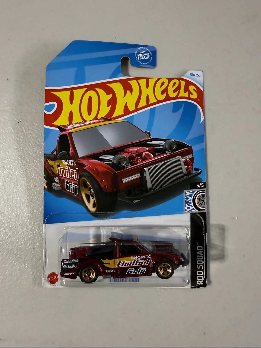 Mattel Hot Wheels Red and Gold Limited Grip Die-Cast Car